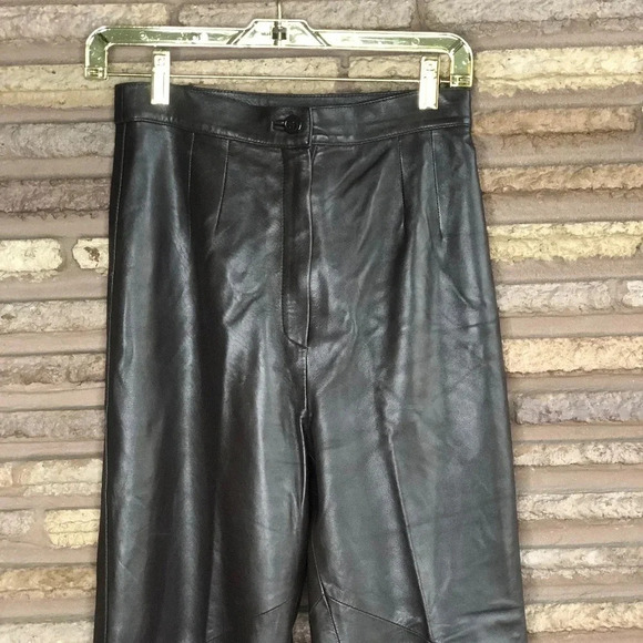 Saks Fifth Avenue Vintage Italian Brown Glove Soft Leather Pants Hi Rise Size 4 - Picture 2 of 5